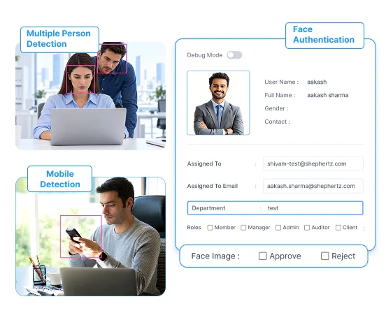 AI comparing a face at the desk with a verified employee profile