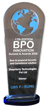 BPO Innovation Summit & Awards 2026 – Best AI-Powered Security & Compliance Solution trophy