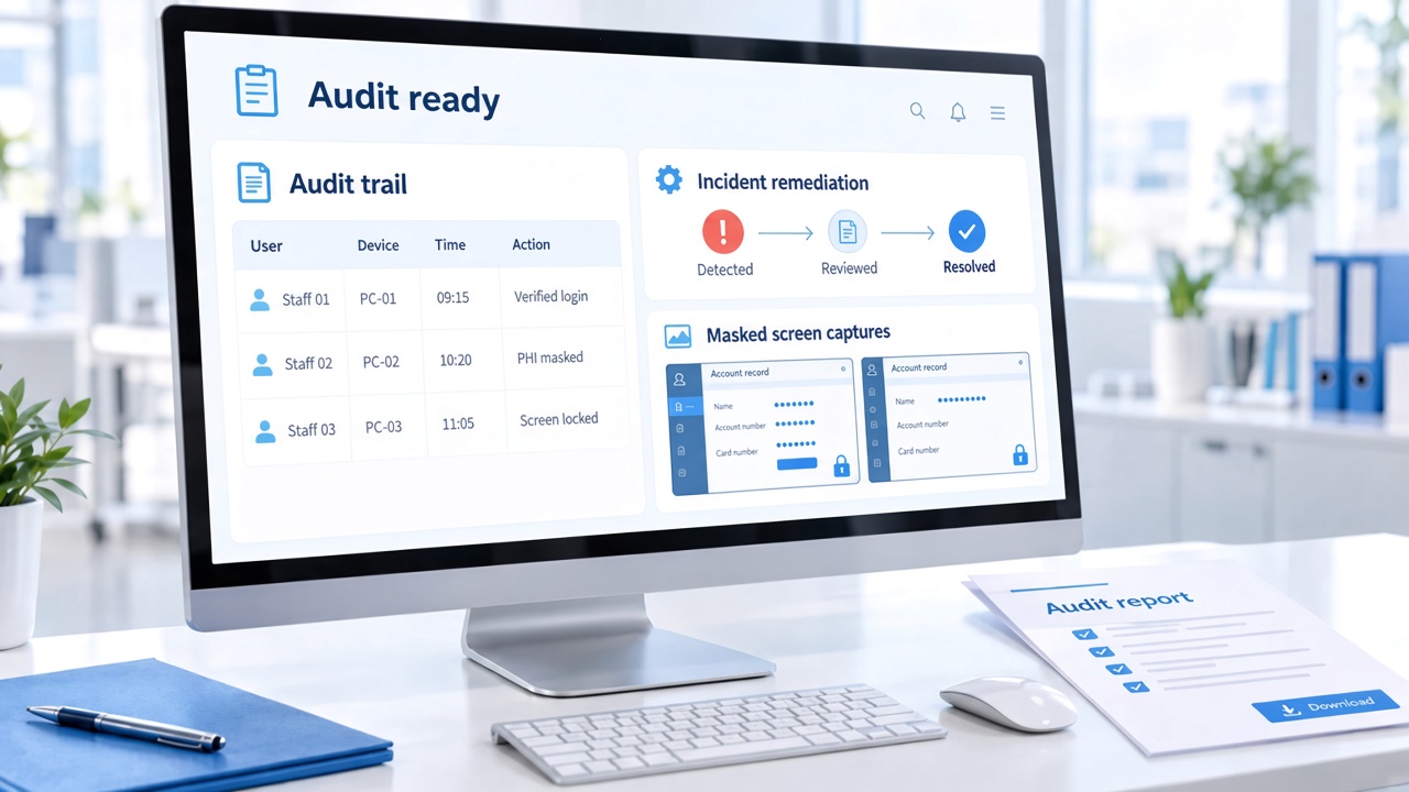 wAnywhere audit trail of BFSI user actions by device and time