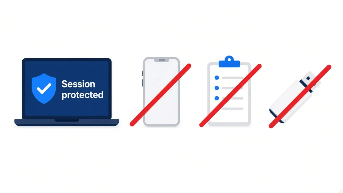 wAnywhere blocking a phone, clipboard copy and USB device on a healthcare seat