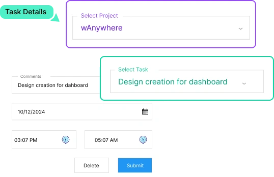 Automated online timesheet management dashboard