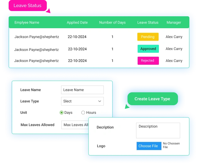 Employee leave history tracking dashboard