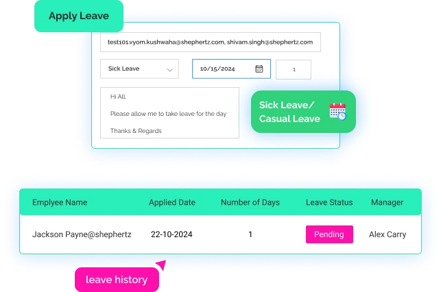 Employee leave request and approval workflow dashboard