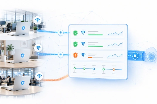 wAnywhere dashboard showing SSID monitoring across managed endpoints