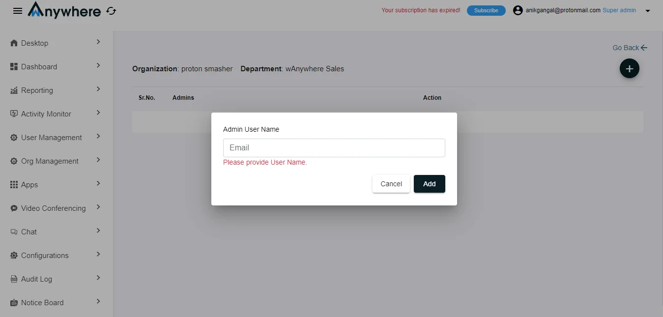 Yes, as many departments as needed can be made under ‘Organization’