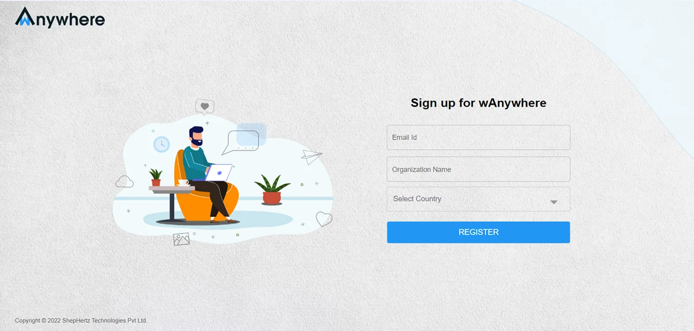 Sign up screen