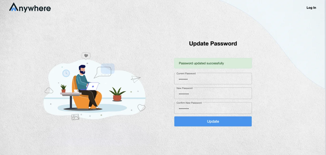 Update password screen