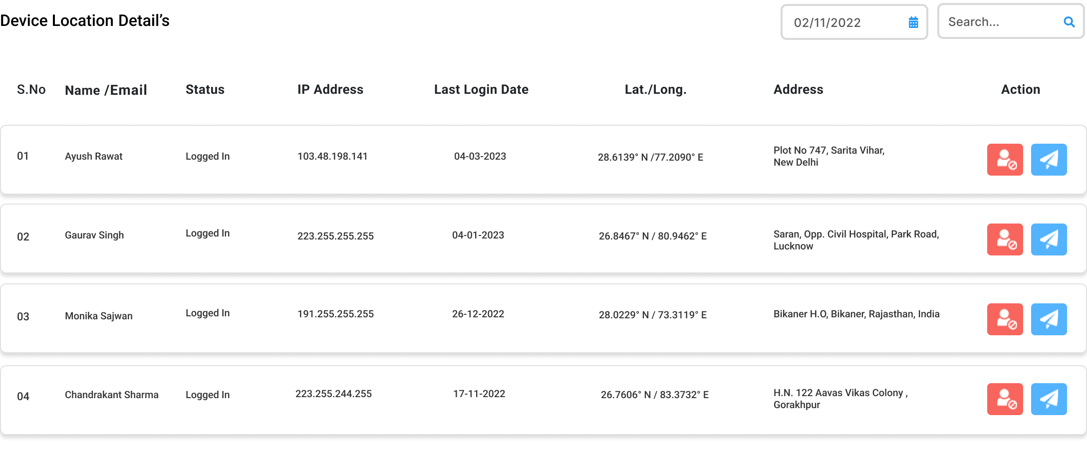 Device Location Details