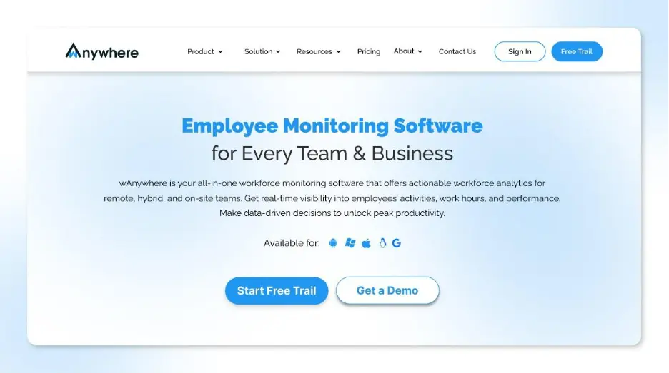 wAnywhere – Employee Time and Productivity Tracking Tool