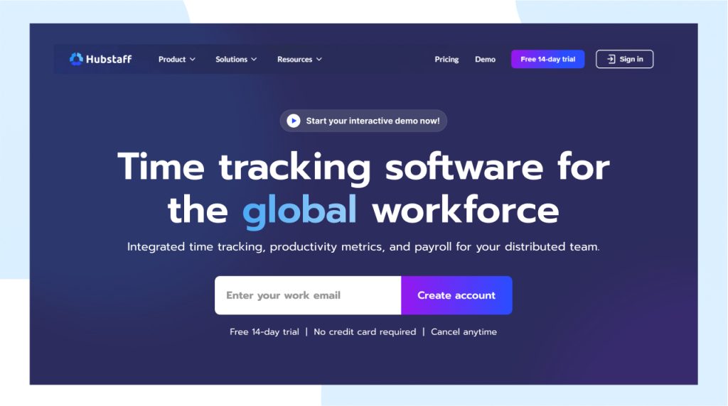 Hubstaff time tracking and activity monitoring tool