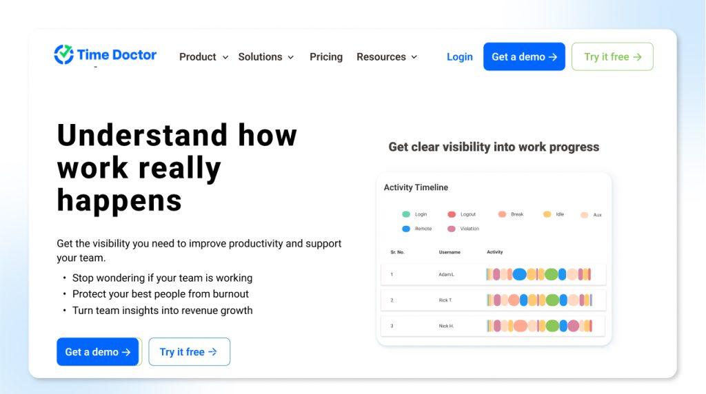 Time Doctor productivity and time tracking software