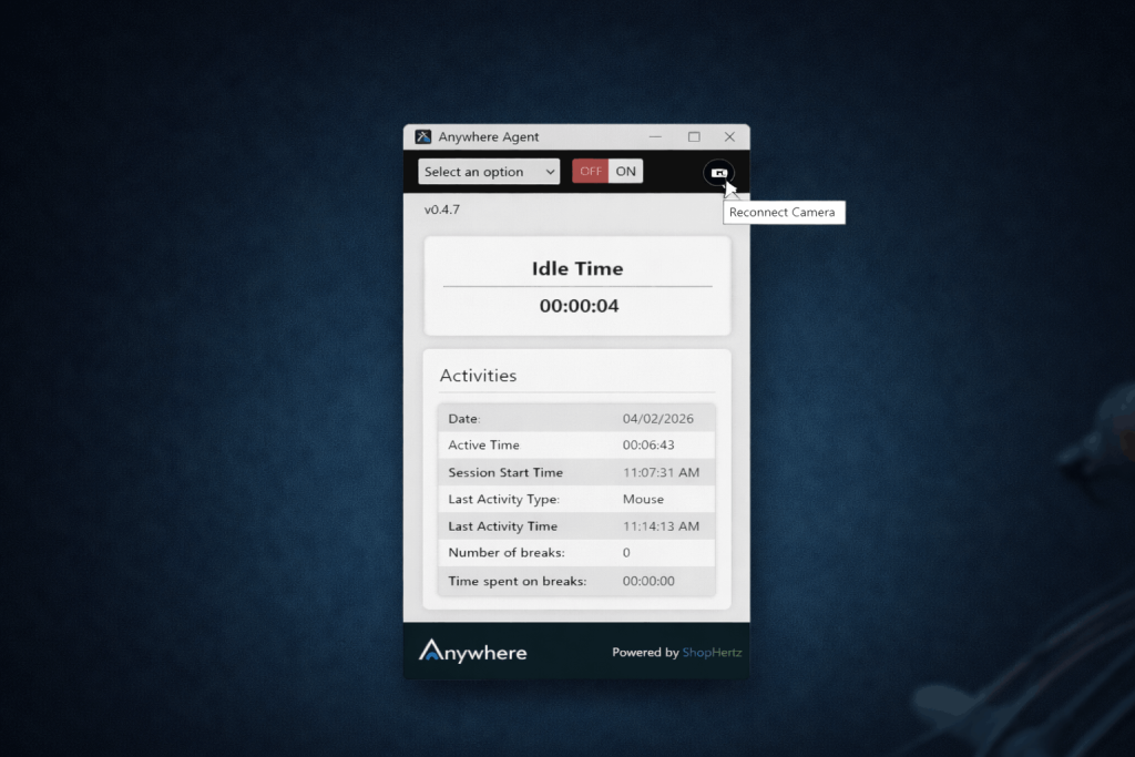 camera for facial registration and training