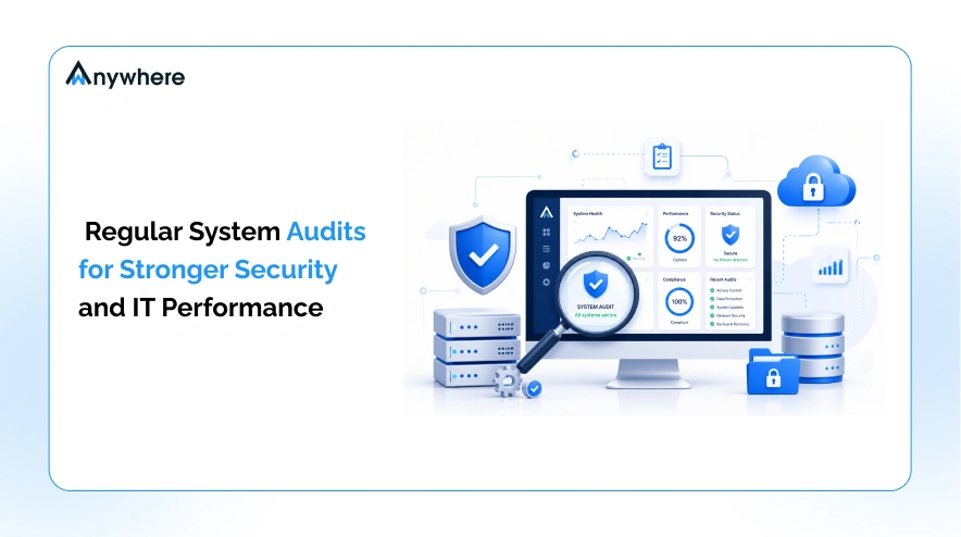 IT administrator running a system audit to check device health, security patches and performance